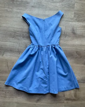 French Connection Fit & Flare Dress Blue Sleeveless Cotton Blend Size 0 thumbnail 7