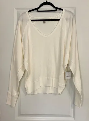 Free People NWT White Santa Clara Thermal Top thumbnail 5