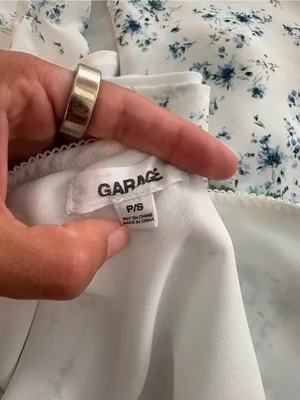Garage White Mini Skirt with blue Floral Print thumbnail 4
