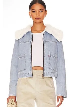 Levi’s Women's Retro Sherpa Denim Trucker Jacket Light Wash Size S thumbnail 1