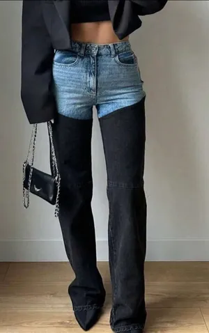 SheIn BNWT Country Concert Contrast Denim Jeans thumbnail 1