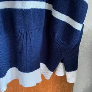 Topshop Oversized Striped Turtleneck Sweater Navy Cream Size Small thumbnail 3