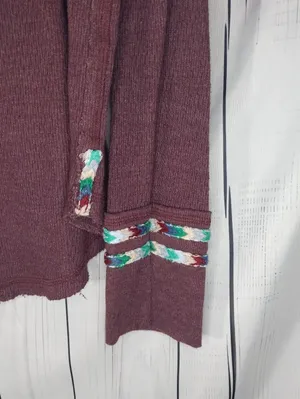 We The Free Plum Henley Boho Hippie Indie Earthcore Waffle Knit Long Sleeve Top thumbnail 9