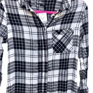 NEW Sam Edelman Plaid Gingham Dress Long Sleeve‎ Black White Collar Size 2 thumbnail 4