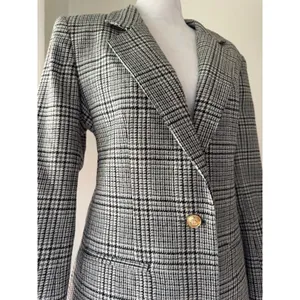 Vintage Y2K Petite Haberdashery Black & White Wool Houndstooth Plaid Blazer thumbnail 4