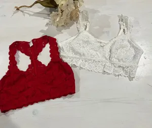 Aerie Lace Bralette White and‎ red lace Lined Wireless Small/Large thumbnail 1