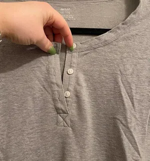 Aerie Gray Breezy Linen Distressed Henley T-Shirt Size XXL thumbnail 7