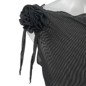 NEW Noisy May Black Mesh Sheer Rose Bow Sleeveless Cami Blouse Tank Top Size XS thumbnail 3