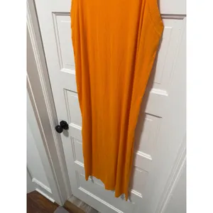Zara Womens Ribbed Knit Sleeveless Maxi Dress Orange Crew Neck XL thumbnail 7