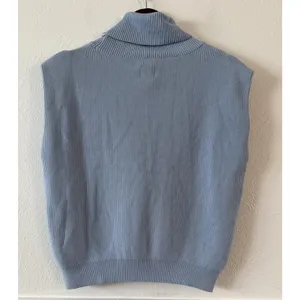 Maeve Anthropologie Sleeveless Turtleneck Sweater Vest Blue Ribbed Knit Size S thumbnail 4