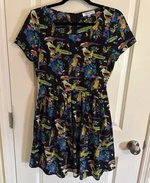 The Style London Colorful Bird & Floral Retro Style Dress Size Medium thumbnail 1