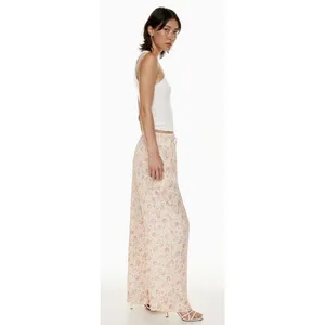 Aritzia Wilfred Toccata Satin Pant Floral Size‎ Medium Drawstring Pull On thumbnail 3