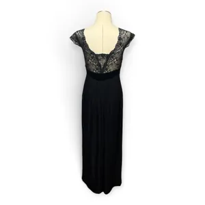 Soma Sleeveless Embroidered Lace Velvet Trim Nightgown Lounge Black XS thumbnail 4