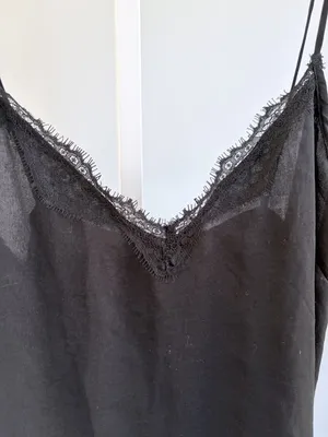 Out From Under Black Slip Dress Lace Trim Mini Y2K Coquette Lingerie Style M thumbnail 4