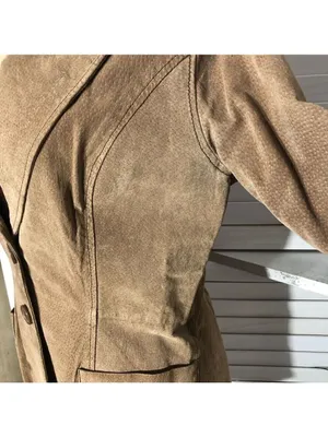 Vintage Y2K Suede Leather Blazer Coat Camel Brown Size M thumbnail 5
