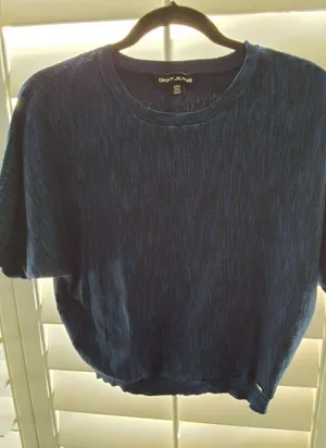 DKNY Jeans Sweater Woman's Size S Blue Loose Fit Short Sleeved thumbnail 1