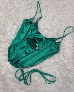 Out from under sweet talk Satin Teal Strappy Bodysuit thumbnail 1