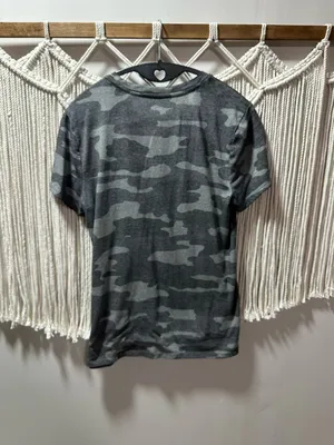 Lucky Brand Women’s Charcoal & Light Gray Camo Short Sleeve Tee thumbnail 2