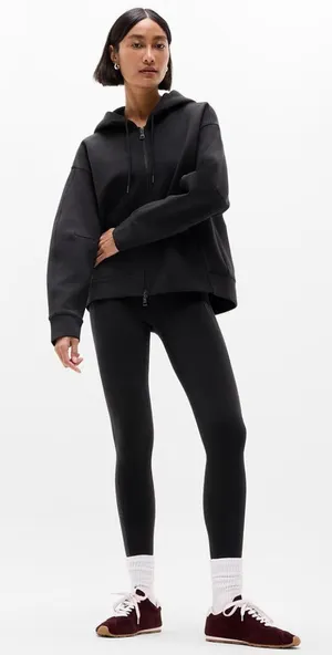 New Athleta M Form Knit Full Zip Sweatshirt Hoodie Black Medium Regular thumbnail 1