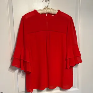 Monteau Vibrant Valentine’s Red Ruffle Sleeve Blouse thumbnail 1