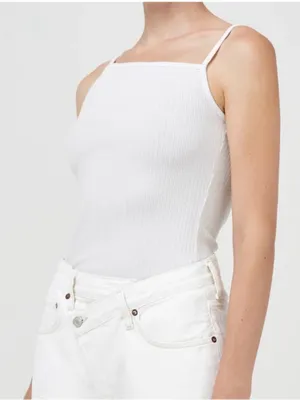 AGOLDE Priya Ribbed Organic Cotton Tank Clean Girl Y2K Powder Minimalist Size M thumbnail 2