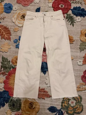 Zara Wide Leg Cream Jeans thumbnail 1