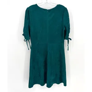 Sugar + Lips Faux Suede Mini Homecoming Dress‎ Women M Teal Ruched Boho Holiday thumbnail 9