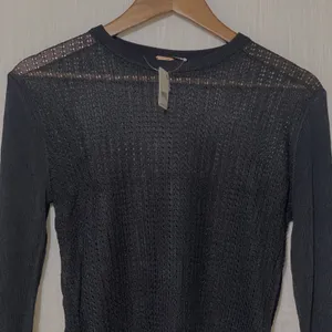 Free People H2O Crew Pullover M Black Sheer Open Knit Mesh Sweater NWT thumbnail 10