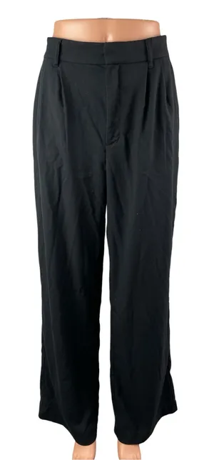 Hollister Women's Black High Waisted Pleated Wide Leg Trousers Pants Size L thumbnail 1