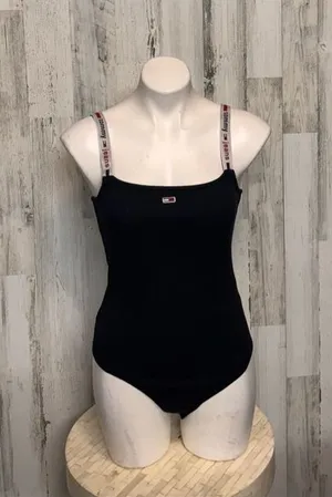 Tommy Jeans Bodysuit Black Size M Logo Strap One Piece NWT thumbnail 1