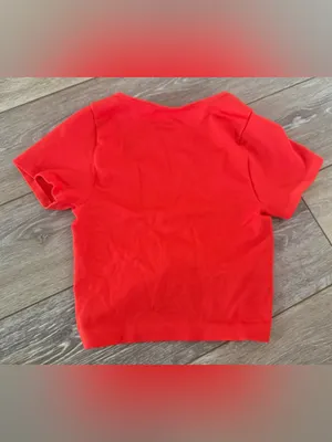 Urban Outfitters Out From Under Neon Red Orange Ruched Ribbed Crop Top thumbnail 2