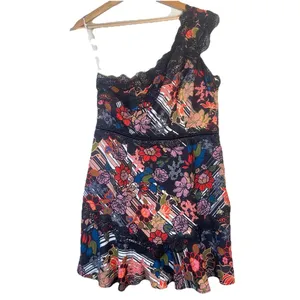 Foxiedox Boston Proper Red Black Lace Floral One Shoulder Mini Dress Size‎ 12 thumbnail 3