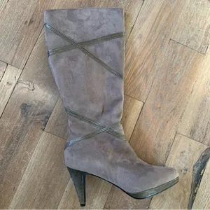 Impo Sport Grey Faux Suede Turner Tall Heeled Knee high Boots Size 8.5 thumbnail 6