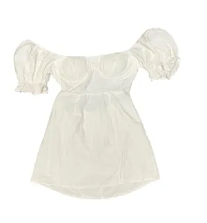 Here Comes the Sun NEW Norma Puff Sleeve Cutout Back Mini Dress White NWT thumbnail 7