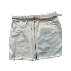 We The Free "Zip it‎ Up" White Ripped Denim Skirt by Free People Sz 29 thumbnail 5