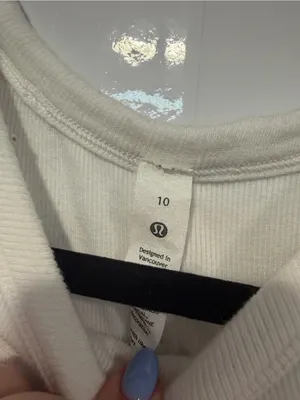 lululemon athletica White Ribbed Cropped Tank‎ thumbnail 3