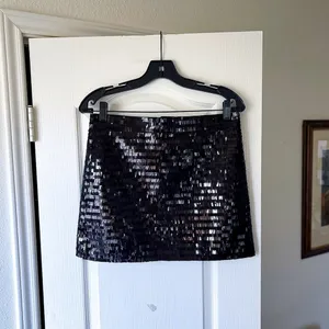 Ceren Ocak Sequin Mini Skirt Party Glam Sparkle‎ Designer Black Size S EUC thumbnail 3