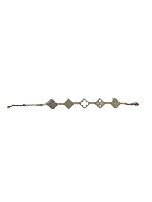 (RB) Clover Four Leaf Gold Tone Mother of Pearl Bracelet Designer Inspired thumbnail 2