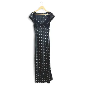 Free People Butterfly babe Polka Dot Satin Open Back Maxi Dress Black White M thumbnail 2