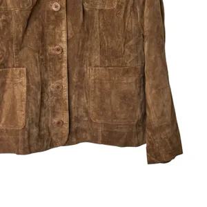 VTG Anne Klein Y2K XL Suede Leather Button Up Jacket chocolate Brown thumbnail 9