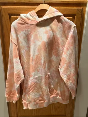 Aerie Oversized Tie Dye Hoodie in Pink/Orange thumbnail 2