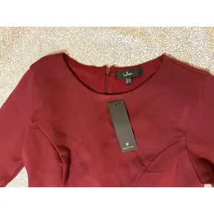 NWT Lulus Size XS Forever Chic Burgundy Maroon Red Long Sleeve Dress Modest thumbnail 4