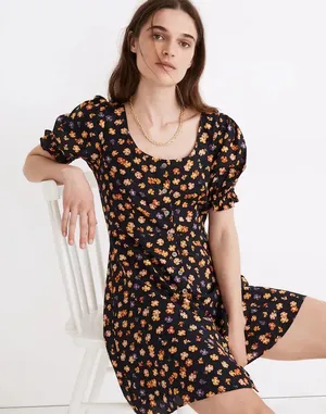 NWT! Madewell Navy Floral Button Dress thumbnail 1