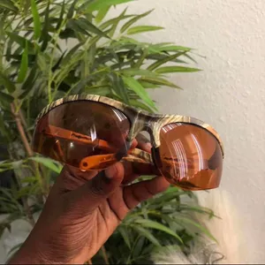 Y2K Green Camo Orange Shield Oversize Sunglasses Streetwear Grunge Baddie Trendy 2000s thumbnail 4