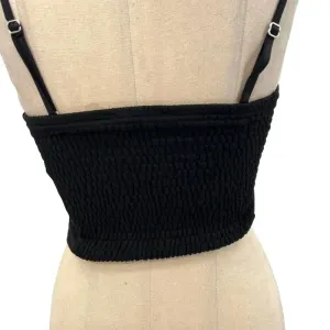 Zara Corset Tank Top Bralette Lace Up Sweetheart‎ Shirred Black Size Medium thumbnail 7
