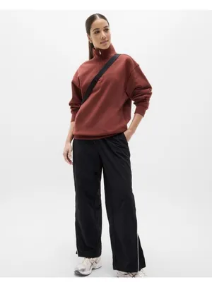 New Athleta M Forever Fleece 1/4 Zip Sweatshirt Cinnamon Red Medium Regular thumbnail 2
