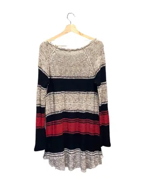 Free People So Perfectly Yours Striped Sweater Beige Size L Beach Coastal Boho thumbnail 12