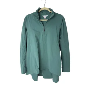 Athleta Advantage Poplin Top Women’s M Green Half-Zip Lightweight Tunic Jacket thumbnail 3