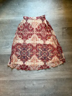 Akemi + Kin Anthropologie Laurel Canyon Pleated Midi Boho Skirt Size XS thumbnail 3