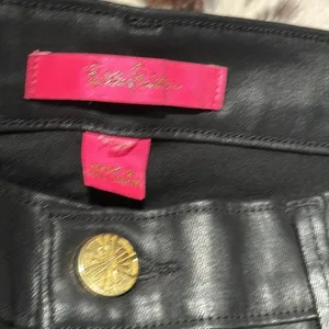 Lilly Pulitzer Eagan Black High Rise Coated Skinny Jeans D31‎ thumbnail 4
